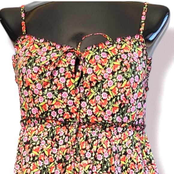 B Darlin Black Floral size 5/6 Junior, Spaghetti Strap Mini Dress ~ Brand New - Picture 2 of 6